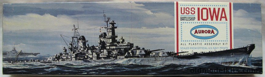 Aurora 1/600 USS Iowa Battleship - BB61 (With Decals for Iowa / Missouri / Wisconsin / New Jersey / BB62 / BB63 / BB64), 705-149 plastic model kit